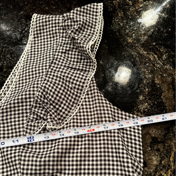 Nanette Lepore Black and White Gingham Ruffle Top Size L - Picture 8 of 8